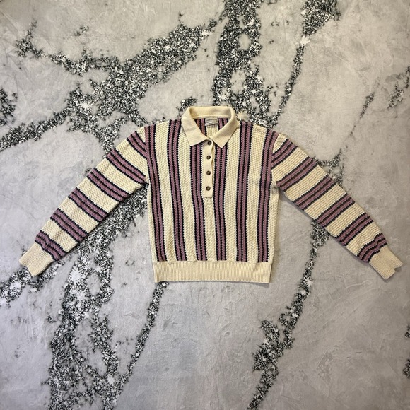 Urban Outfitters Sweaters - Urban Outfitter Sweater Womens Size M Multicolor Stripes 1/4 Button Collared